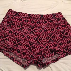 Black and pink high wasted patterened shorts